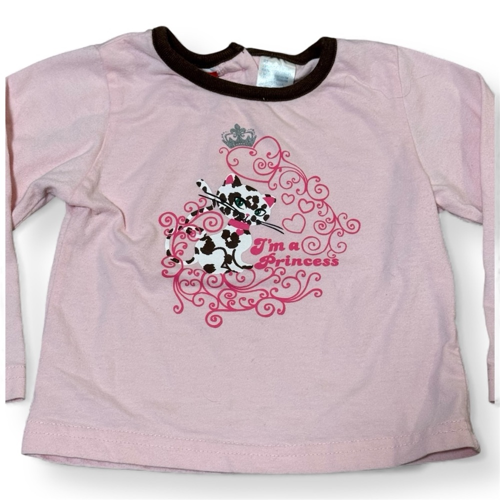 Vintage Baby Togs Cat Princess Graphic Long Sleeve Tee 24m